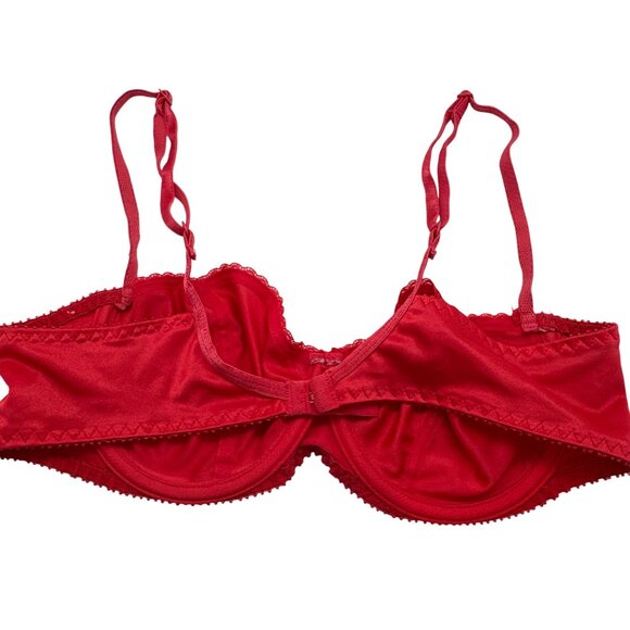 Lovable Red Underwire Bra 36C Adjustable Straps Lace Trim Satin Finish Elegant I - Picture 3 of 6